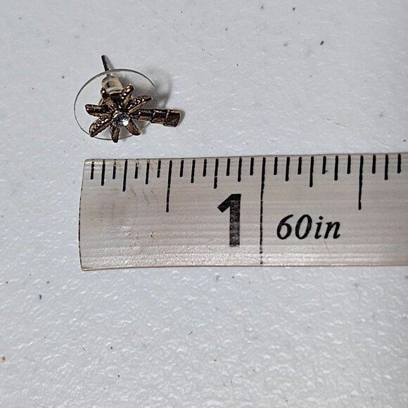 Elegant Gold Tone Palm Tree Clear Crystal Stud Earrings Fashion Jewelry Women - Picture 4 of 4